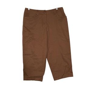 Talbots Capri Pants Tan Brown Cropped Stretchy Size 10P Linen Blend NWT